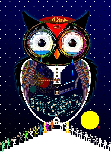 주요 출품작가-한국-김일동-Happy Owl pigment printed on cangas